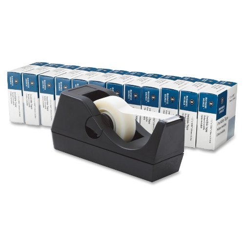 Business Source Value Pack Invisible Tape with Black Tape Dispenser, Pack of 12 (32948)