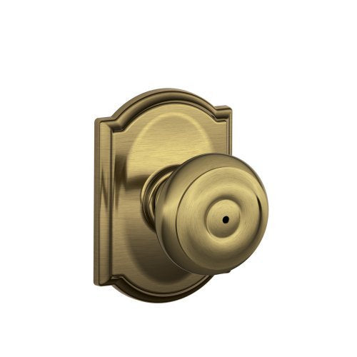 SCHLAGE F40 GEO 609 CAM Camelot Collection Georgian Privacy Knob, Antique Brass