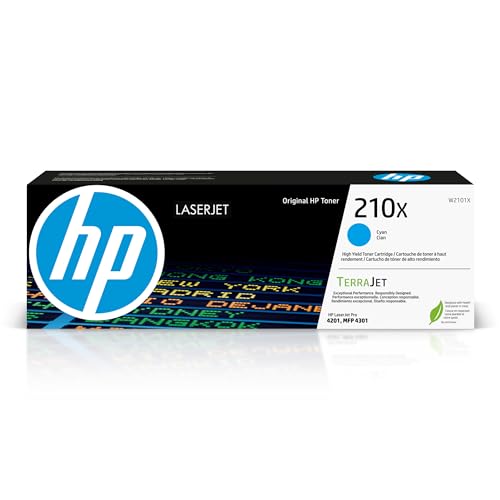HP 210X Cyan High-Yield Toner Cartridge | Works Color Laserjet Pro 4201, Color Laserjet Pro MFP 4301 Series | W2101X