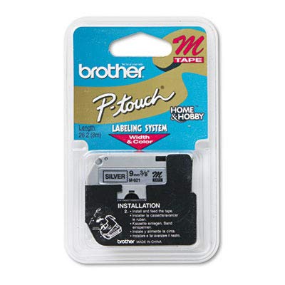Brother M Tape 3/8" Black on Silver
