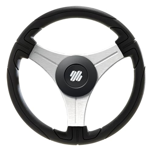 Uflex USTICA-B/S Ustica Steering Wheel - Black Poly Grip with Silver Spokes, 13.8", (350mm)