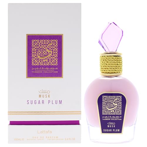 Lattafa Thameen Collection Sugar Plum – Fruity, Floral, Musky, Amber – Eau de Parfum Spray Long-Lasting Fragrance for Women, 3.40 Ounce / 100 ml