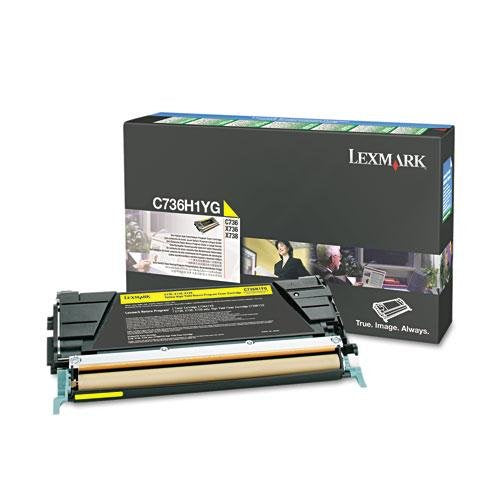 Lexmark C736H1YG High-Yield Toner Cartridge, Yellow - in Retail Packaging