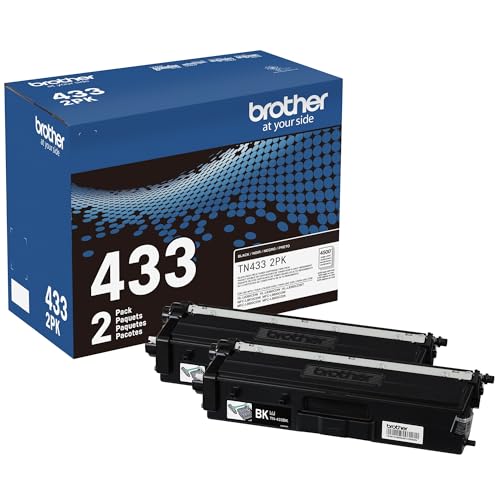 Brother Genuine High-Yield Black Toner Cartridge Twin Pack TN433 2PK (TN4332PK)