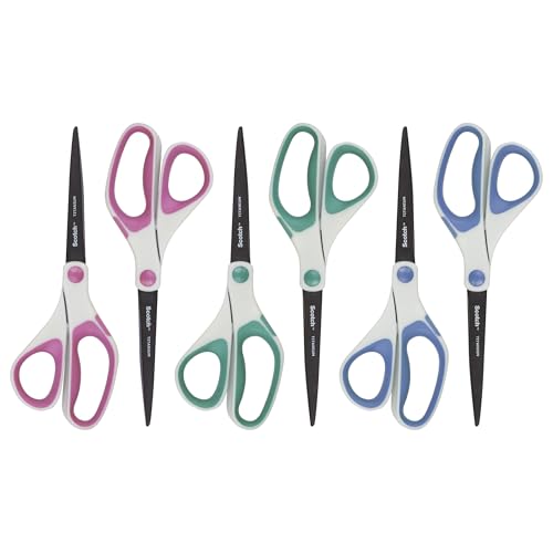 Scotch 8" Precision Ultra Edge Titanium Scissors, Ideal for Fabric, Crafts, and Photos, 6-Pack