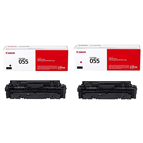 Canon Genuine Toner, Cartridge 055 Black (3016C001) 1 Pack & Genuine Toner, Cartridge 055 Magenta (3014C001) 1 Pack