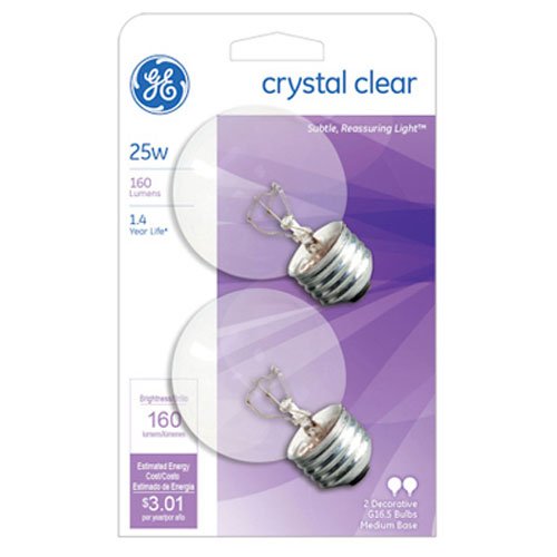 GE 31106 Clear Globe Lamp 25W 2-Pack