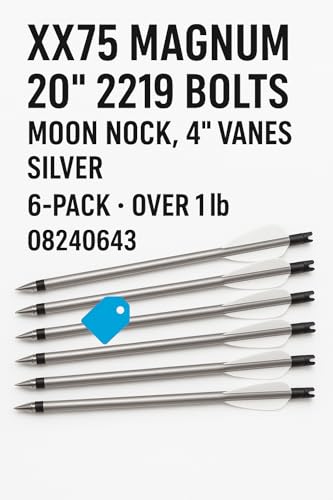 Easton XX75 Magnum Bolt 20IN Moon Nock 2219 Factory 4" VANES 6/PK, silver