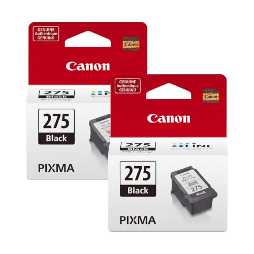 Canon PG-275 Black Ink Tank, Compatible to PIXMA TS3520, TS3522 and TR4720 Printers (Pack of 2)
