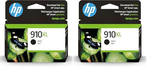 HP 910XL Black High-Yield Ink Cartridge | Works with OfficeJet 8010, 8020 Series, OfficeJet Pro 8020, 8030 Series | Eligible for Instant Ink | 3YL65AN (Pack of 2)
