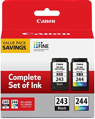 Canon 2 Pack Ink Package with PG-243 Black, CL-244 Color Ink Cartridge, 245