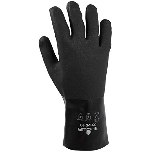 SHOWA Black Knight 12" PVC Chemical Gloves, Size 10