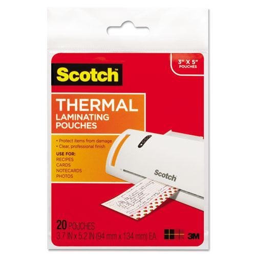 Scotch Tp590220 Index Card Size Thermal Laminating Pouches, 5 Mil, 5 3/8 X 3 3/4, 20/Pack