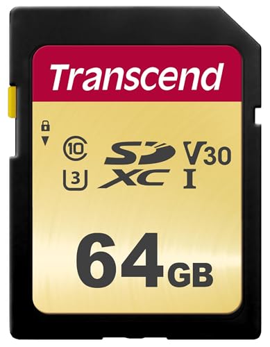 Transcend 64GB SDC500S SD UHS-I SDXC Memory Card, 95MB/s, U3, 4K, V30, MLC