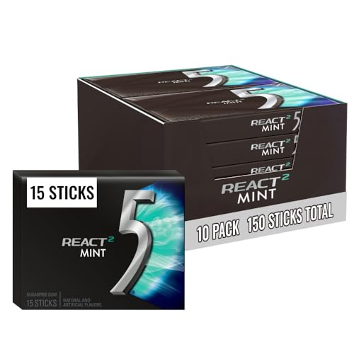 Wrigley's 5 Gum React Mint 15 Stick 10 Pack