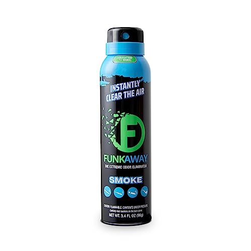 FunkAway Smoke Odor Eliminator Spray for Air, 3.4 oz., Eliminates Extreme Cigarette, Cigar and Campfire Smoke Odors, Instantly Refresh Smoky Air