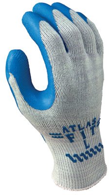 10 Gauge Crinkled Natural Rubber Latex Coated Gloves, Glove Size: L, Blue/Gray