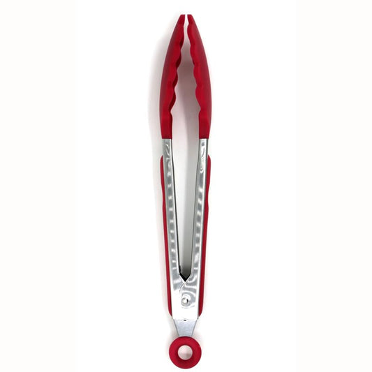Danesco Silicone 9" Locking Tongs - Red