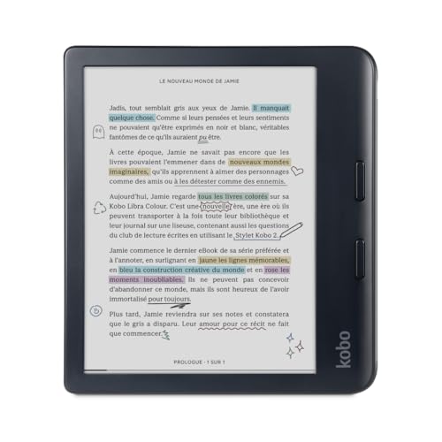 Kobo Libra Colour | eReader | 7" Glare-Free Colour E Ink Kaleido 3 Display | Dark Mode Option | Audiobooks | Waterproof (Black)