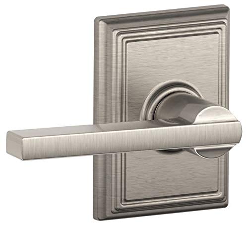 Schlage F10-LAT-ADD Latitude Reversible Passage Door Leverset with Decorative Ad, Satin Nickel