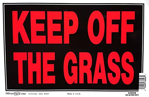 Hillman 839948 Keep Off The Grass Sign, Black and Red Plastic, 8x12 Inches 1-Sign