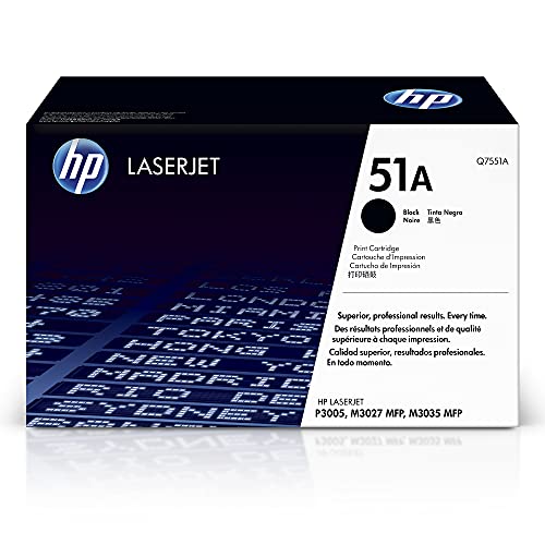 HP Original 51A Black Toner Cartridge Works with LaserJet P3005 Series; LaserJet M3027, M3035 MFP Series Q7551A