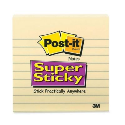 Post-it Super Sticky Lined Notes, 3 Sticky Note Pads, 4 x 4 in., School Supplies, Office Products, Sticky Notes for Vertical Surfaces, Monitors, Walls and Windows, Canary Yellow