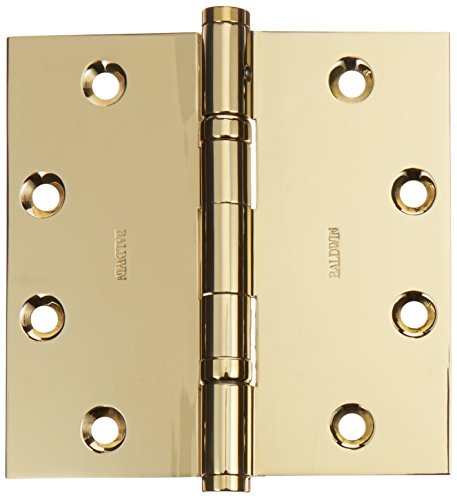 Baldwin 1046003INRP Square Ball Bearing Mortise Hinge, Non Removable Pin Lifetime Brass