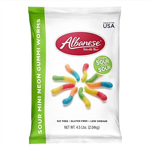 Albanese Sour Mini Neon Gummi Worms 4.5lbs