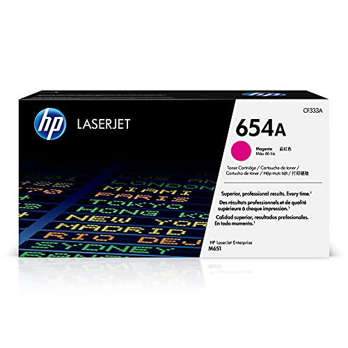 HP 654A Magenta Toner Cartridge | Works with HP Color LaserJet Enterprise M651 Series | CF333A