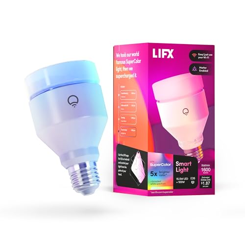 LIFX Color A21 Smart LED Light Bulb, 1600 Lumens Brightness, Wi-Fi RGBW Dimmable Bulb with Millions of Colors & Tunable White (Cool to Warm), Works with Alexa, Google & Apple HomeKit, LFXA211600RGBW