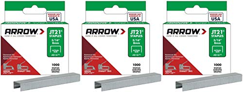 Arrow JT21/T27 5/16-Inch Staples 1000-Pack