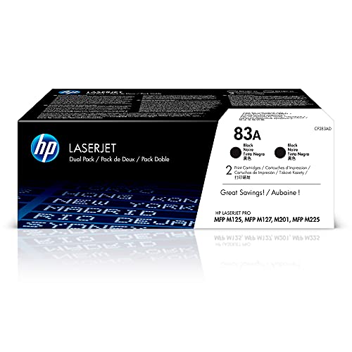 HP 83A Black Toner Cartridges 2-Pack CF283AD