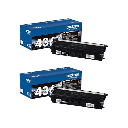 Brother Genuine TN436BK 2-Pack Super High Yield Black Toner Cartridge with Approximately 6,500 Page Yield/Cartridge