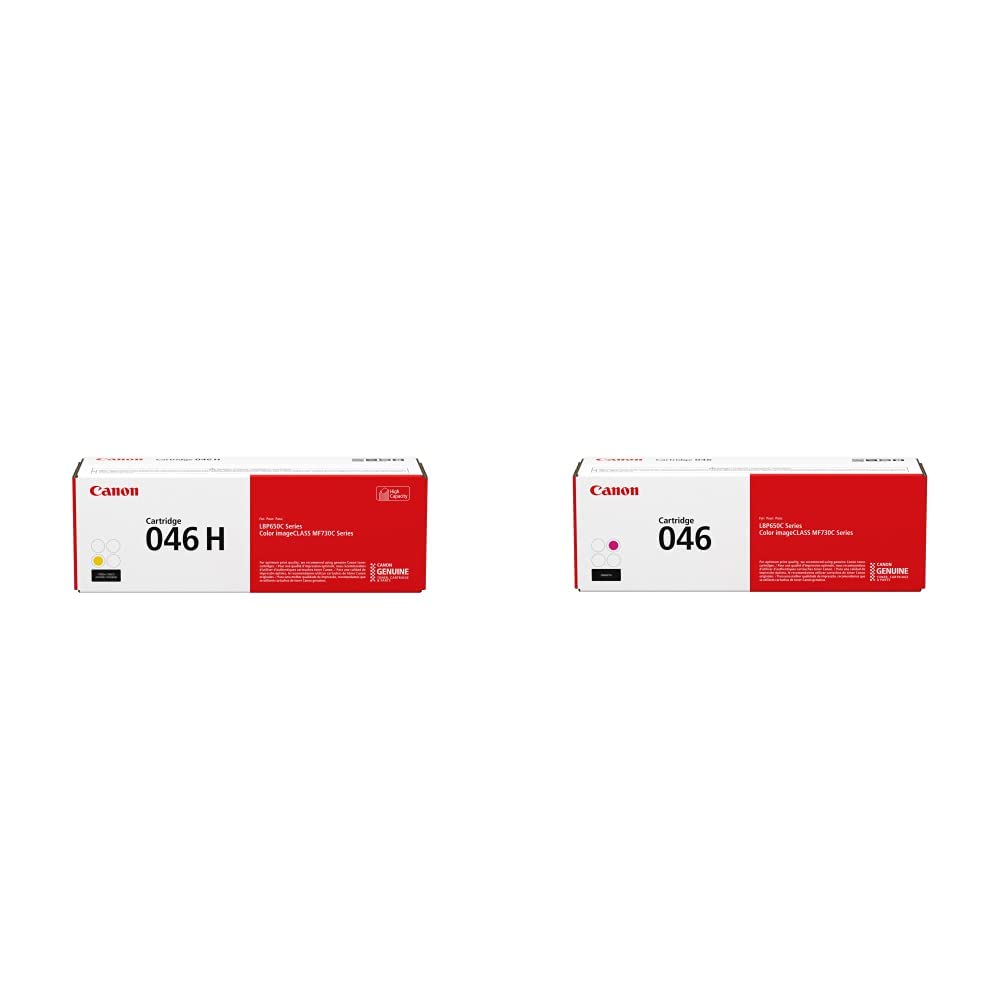 Canon Genuine Toner, Cartridge 046 Yellow, High Capacity & Genuine Toner Cartridge 046 Magenta 1248C001 1 Pack Color