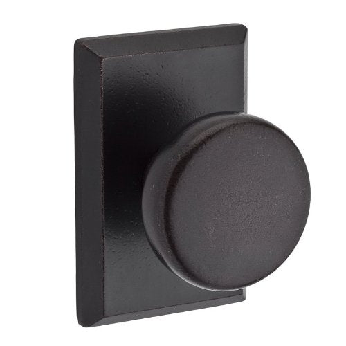 Baldwin PV.RUS.RSR Rustic Privacy Knobset with Rustic Square Rose, Dark Bronze