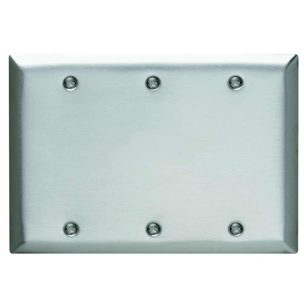 Legrand 3-Gang Smooth Stainless Steel Wallplate