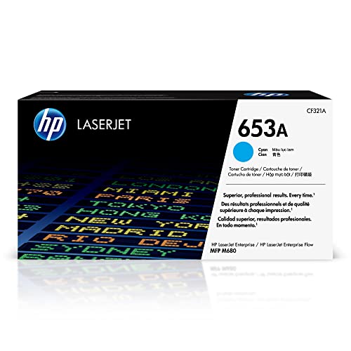 HP 653A Cyan Toner Cartridge | Works with HP Color LaserJet Enterprise MFP M680 Series | CF321A