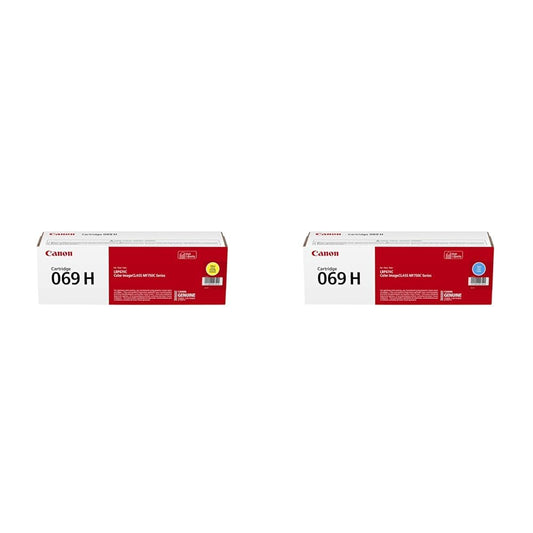 Canon 069 High Capacity Yellow and Cyan Toner Cartridges Compatible with LBP674Cdw, MF753Cdw and MF751Cdw Printers