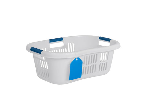 Large Hip-Hugger Laundry Basket/Hamper, 1.5-Bushel, White, Stackable Storage Bin/Organizer for Bathroom/Bedroom/Dorm/Home 299787