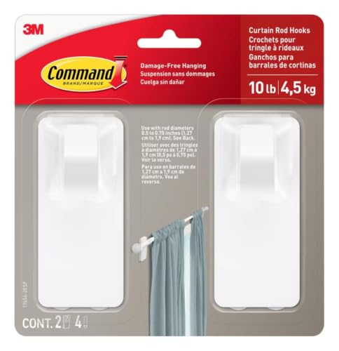 3M Command White Curtain Rod