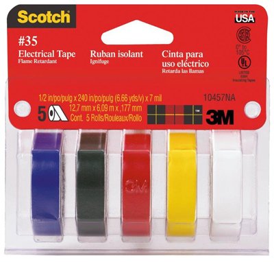 3M Scotch 10457DS Vinyl Plastic Electrical Tape, 240" Length x 1/2" Width