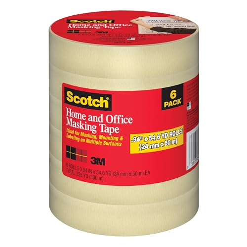 Scotch Home and Office Masking Tape, 1-Inch by 55-Yards, 6 Rolls