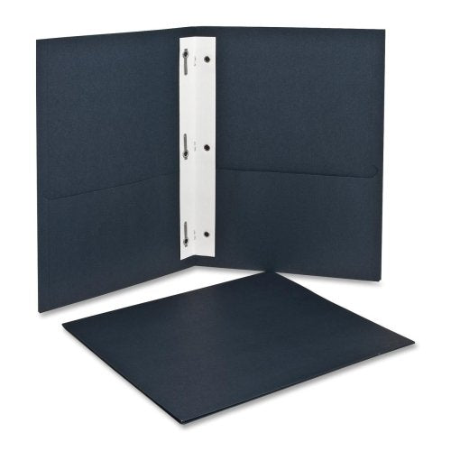 Oxford Twin-Pocket Folders with Fasteners - Letter - 8.50quot; Width x 11quot; Length Sheet Size - 3 Fastener - 0.50quot; Folder Fastener Capacity - 2 Pockets - Leatherette Paper - Dark Blue - 25 / Box