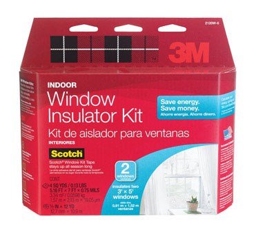 3M Indoor Window Insulation, Insulator Kit for 2 Windows 3ft x 5ft, Keeps Cold Air Out and Warm Air In, Includes Heat Shrink Window Film and Scotch Window Film Mounting Tape (2120W-6)