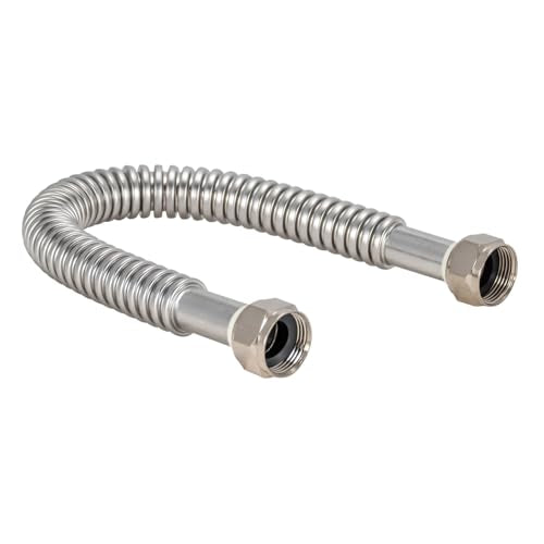 Eastman 18 Inch WaterFlex Water Heater Connector, 3/4 Inch FIP x 3/4 Inch FIP, Stainless Steel Corrugated Water Heater Supply Line, 437018