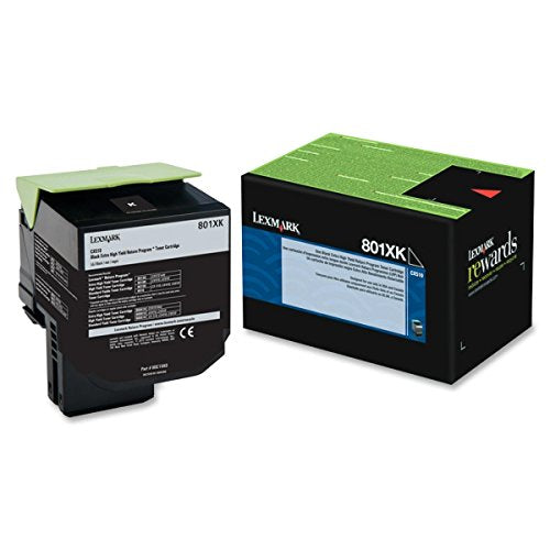 Lexmark 80C1XK0 OEM Toner - (801XK) CX510e CX510dhe CX510dthe Extra High Yield Black Return Program Toner (8000 Yield) OEM