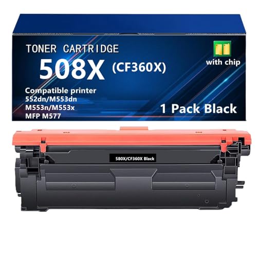 HP 508X Black High-yield Toner Cartridge for HP Printers | Works with Color LaserJet Enterprise M552, M553; Color LaserJet Enterprise MFP M577 Series | CF360X