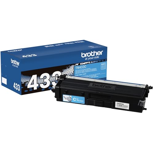 Brother Genuine High Yield Toner Cartridge, TN433C, Replacement Cyan Toner, Page Yield Up To 4,000 Pages, Amazon Dash Replenishment Cartridge, TN433