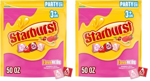 Starburst, FaveREDS Fruit Chews Candy Party Size Bag, 50 oz (Pack of 2)